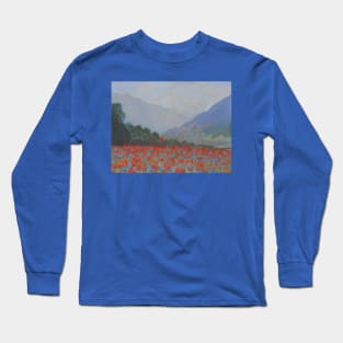 Red poppies in Swiss Alps in Maienfeld Long Sleeve T-Shirt